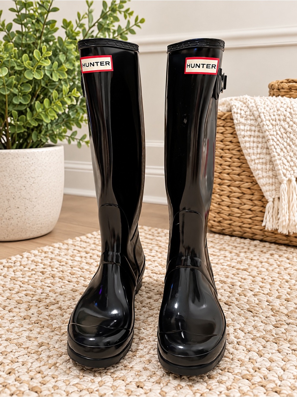 Hunter Black Gloss Tall Women's Rain Boots